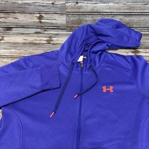 Under‎ Armour Full Zip Hoodie Womens Large Purple Fleece Lined